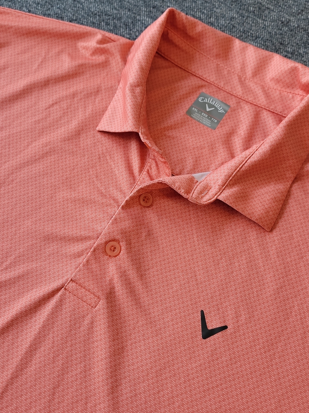 Callaway Polo Shirt Mens 2XL Opti-Dri Orange Geometric Golf Performance Stretch